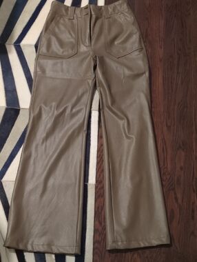 Anthropologie Taupe Faux Leather Pant